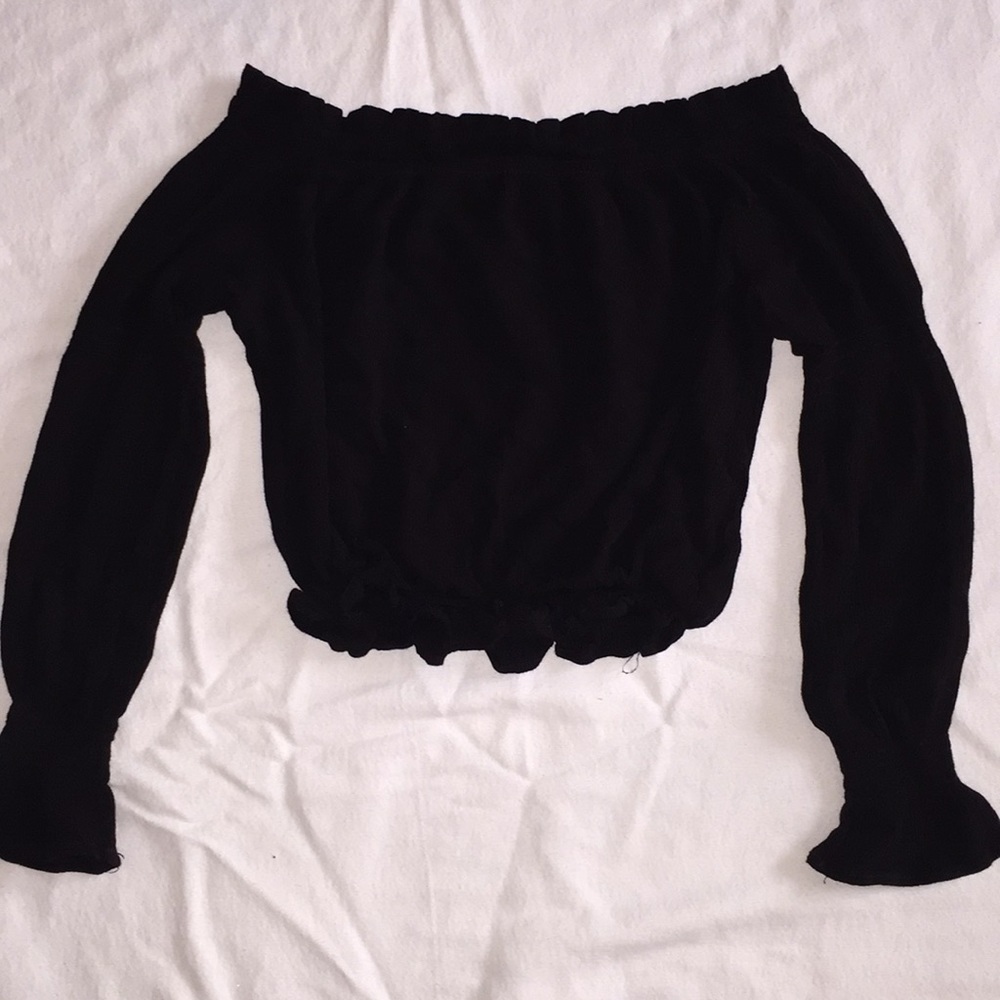 Black off the shoulder crop top